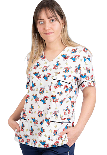 Chaqueta de Tela Importada Estampada Recta Mario Bros
