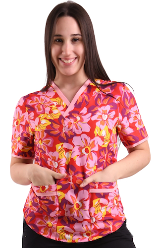 Chaqueta de Importada Estampada Ajustable Orquidea