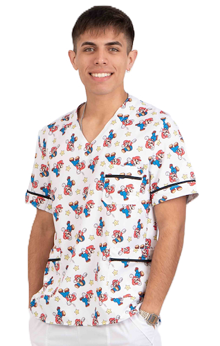 Chaqueta de Tela Importada Estampada Recta Mario Bros